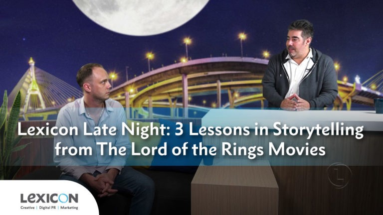 two men speaking about storytelling